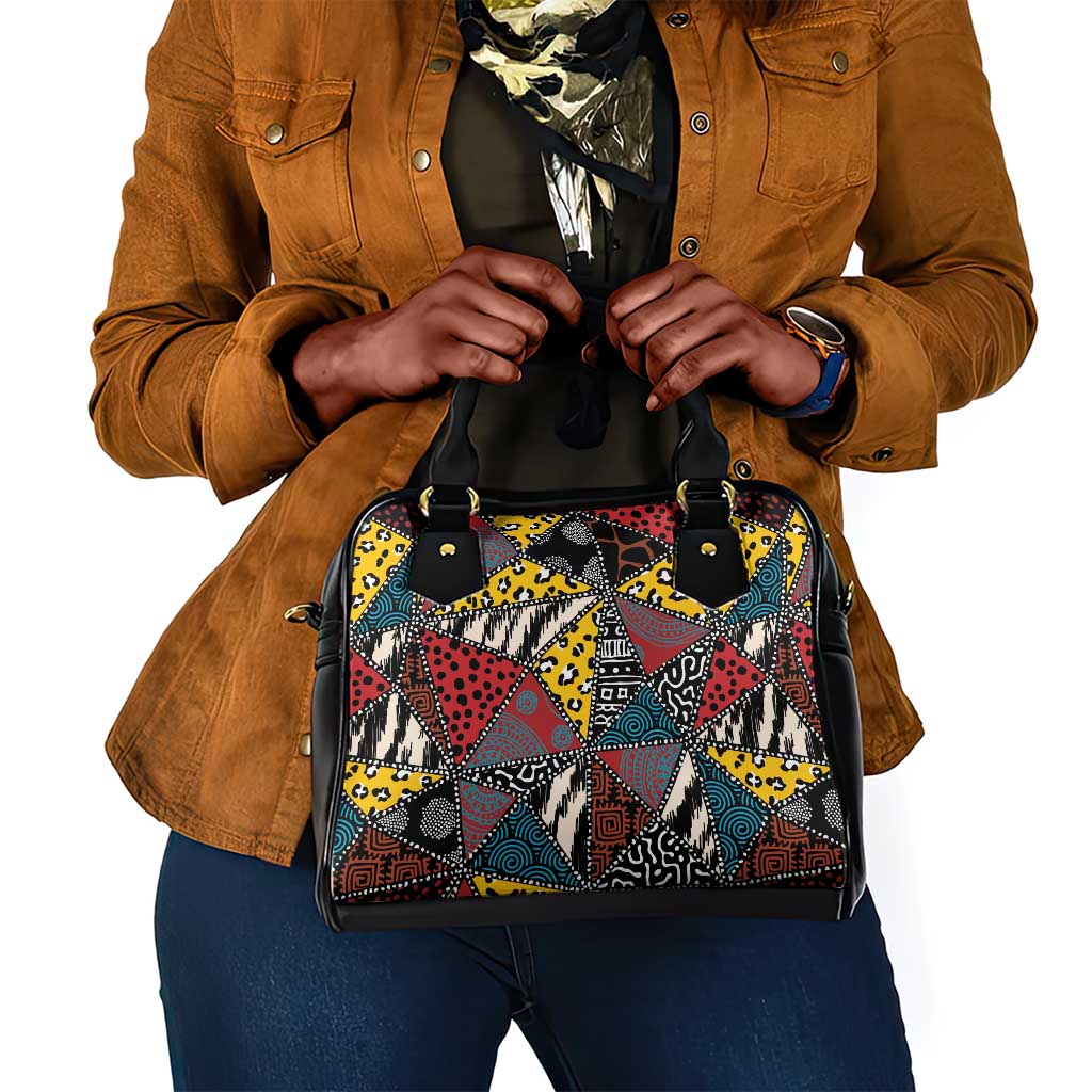 African Wild Animal Skins Shoulder Handbag Triangles Pattern Afro Pattern Style - African Pride