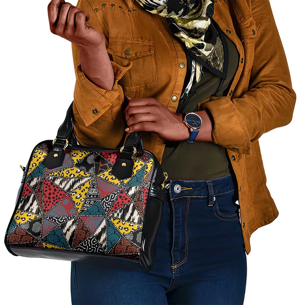 African Wild Animal Skins Shoulder Handbag Triangles Pattern Afro Pattern Style - African Pride