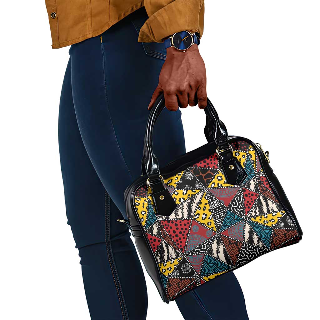 African Wild Animal Skins Shoulder Handbag Triangles Pattern Afro Pattern Style - African Pride