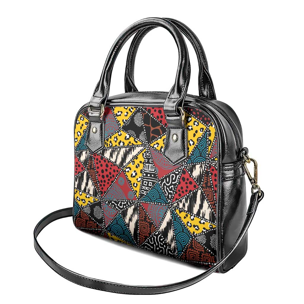 African Wild Animal Skins Shoulder Handbag Triangles Pattern Afro Pattern Style - African Pride