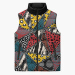 African Wild Animal Skins Sleeveless Puffer Jacket Triangles Pattern Afro Pattern Style
