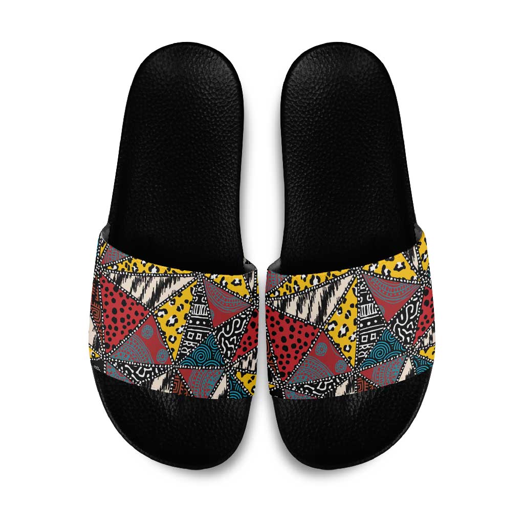 African Wild Animal Skins Slide Sandals Triangles Pattern Afro Pattern Style