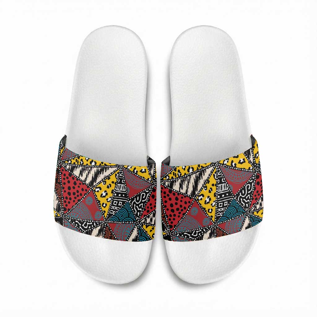 African Wild Animal Skins Slide Sandals Triangles Pattern Afro Pattern Style