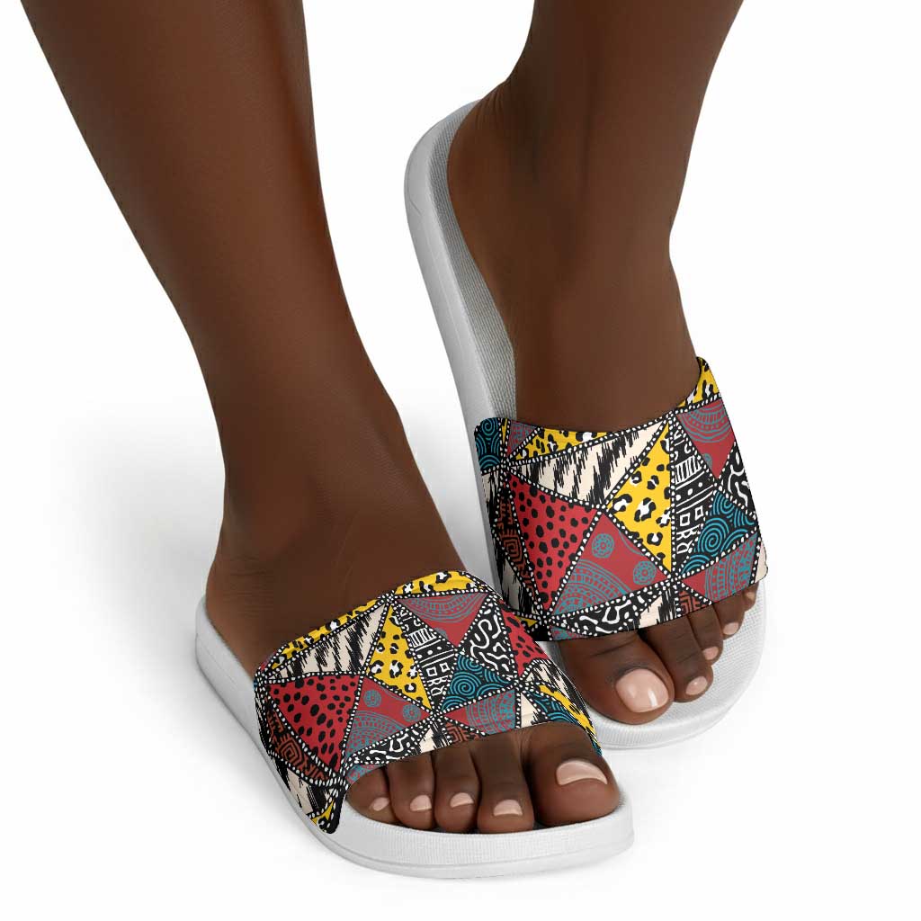African Wild Animal Skins Slide Sandals Triangles Pattern Afro Pattern Style