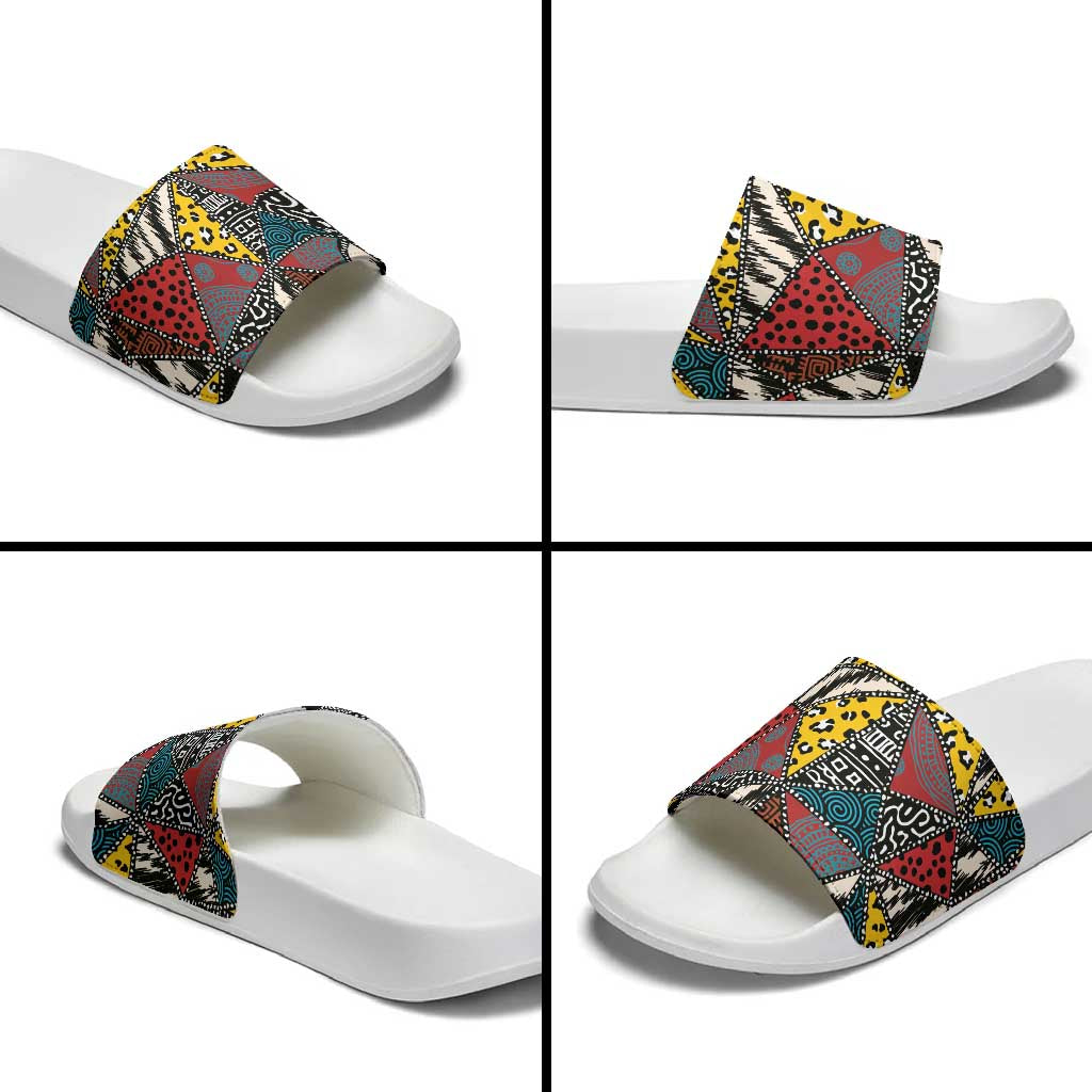 African Wild Animal Skins Slide Sandals Triangles Pattern Afro Pattern Style