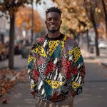 African Wild Animal Skins Sweatshirt Triangles Pattern Afro Pattern Style - African Pride