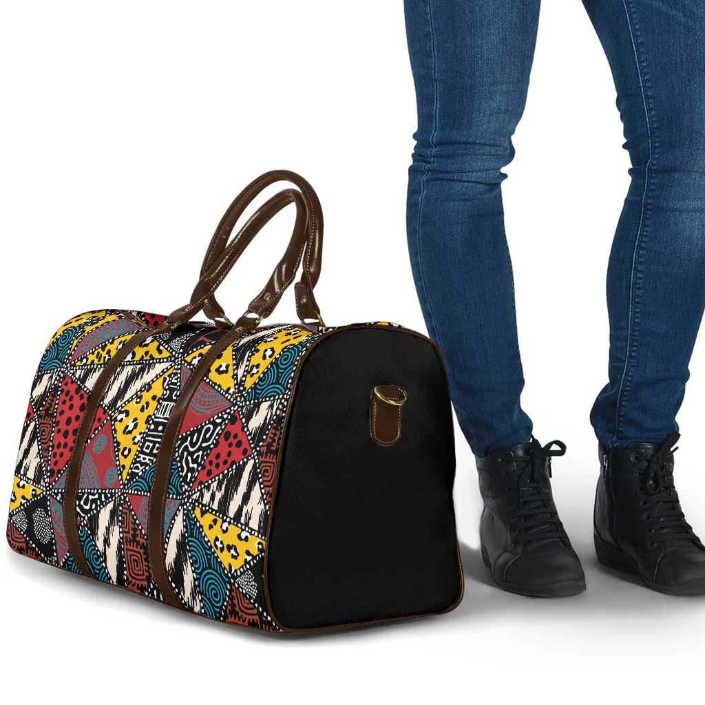 African Wild Animal Skins Travel Bag Triangles Pattern Afro Pattern Style