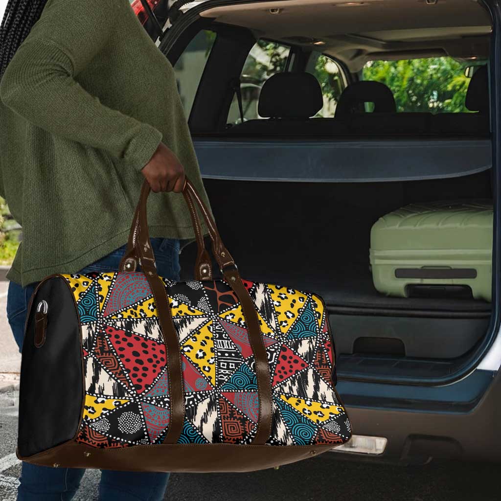 African Wild Animal Skins Travel Bag Triangles Pattern Afro Pattern Style