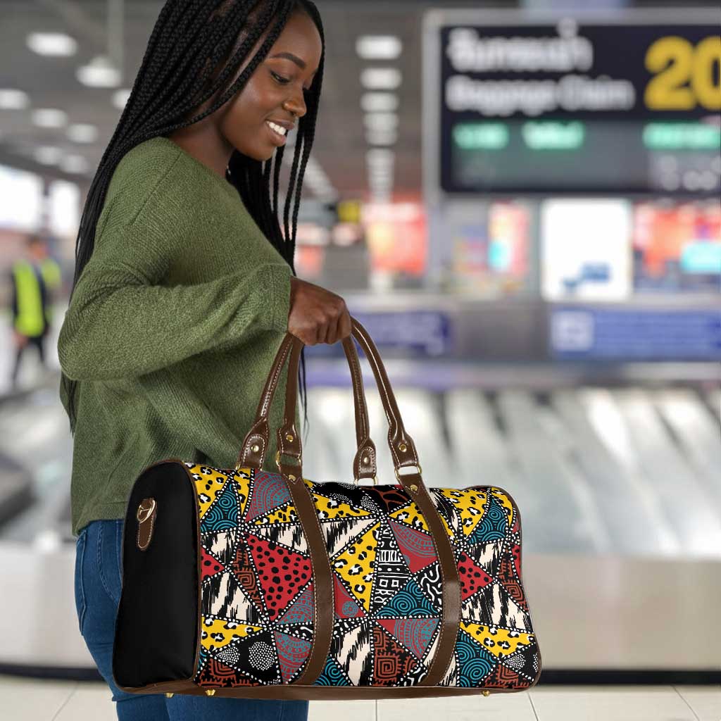 African Wild Animal Skins Travel Bag Triangles Pattern Afro Pattern Style