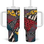 African Wild Animal Skins Tumbler With Handle Triangles Pattern Afro Pattern Style - African Pride