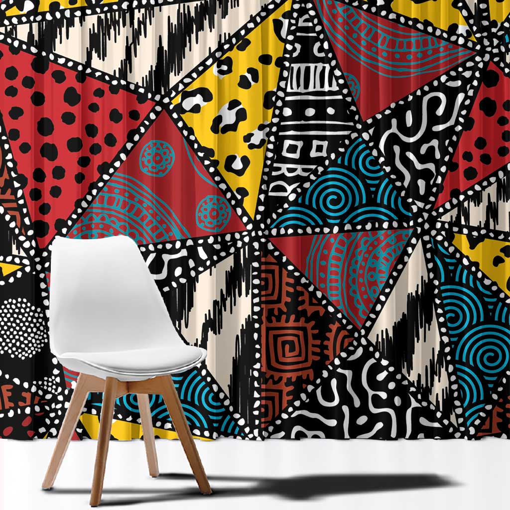 African Wild Animal Skins Window Curtain Triangles Pattern Afro Pattern Style - African Pride
