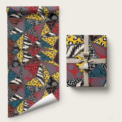 African Wild Animal Skins Wrapping Paper Triangles Pattern Afro Pattern Style - African Pride
