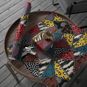 African Wild Animal Skins Wrapping Paper Triangles Pattern Afro Pattern Style - African Pride