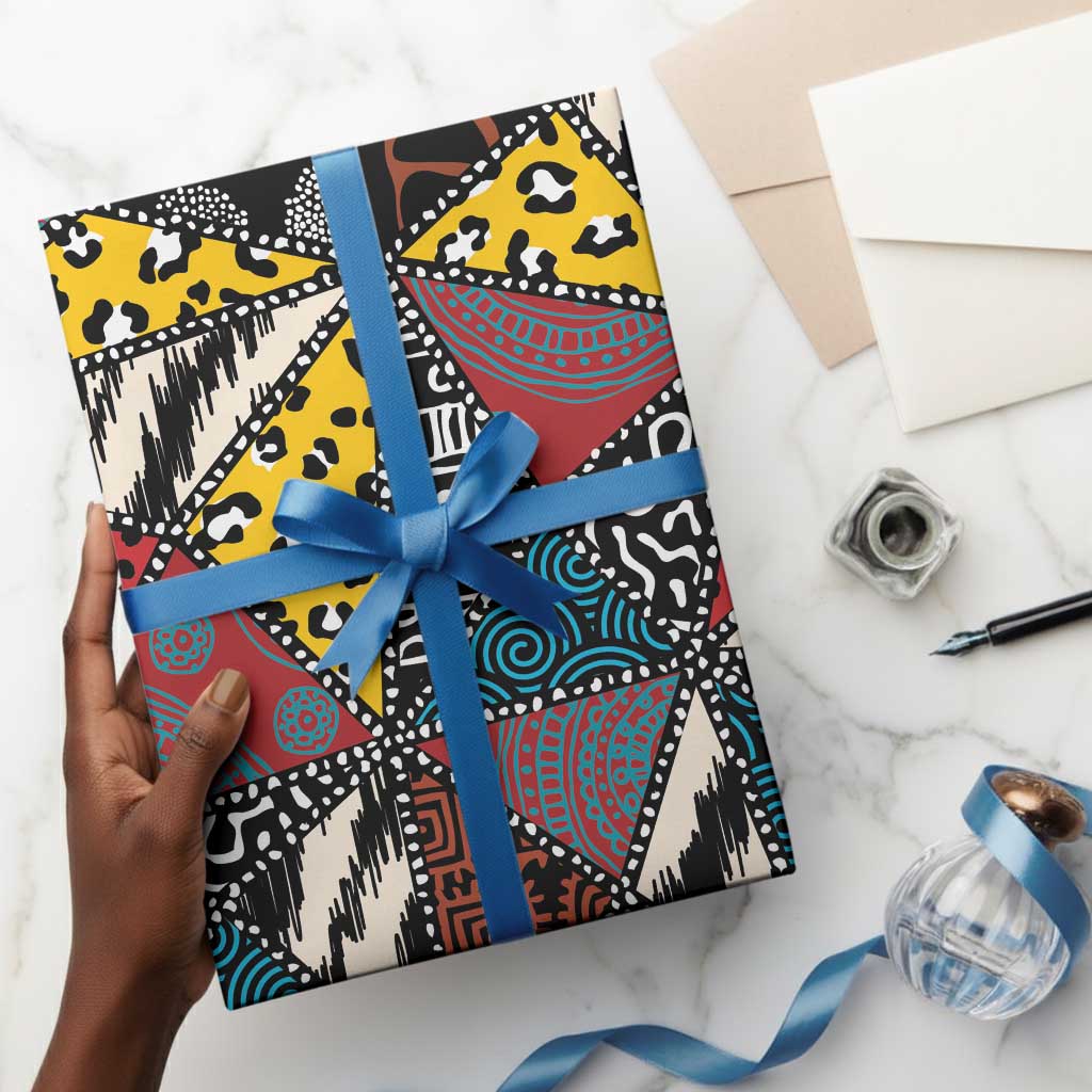 African Wild Animal Skins Wrapping Paper Triangles Pattern Afro Pattern Style - African Pride