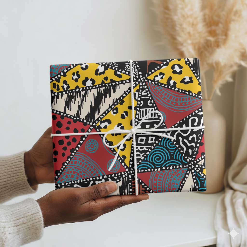 African Wild Animal Skins Wrapping Paper Triangles Pattern Afro Pattern Style - African Pride