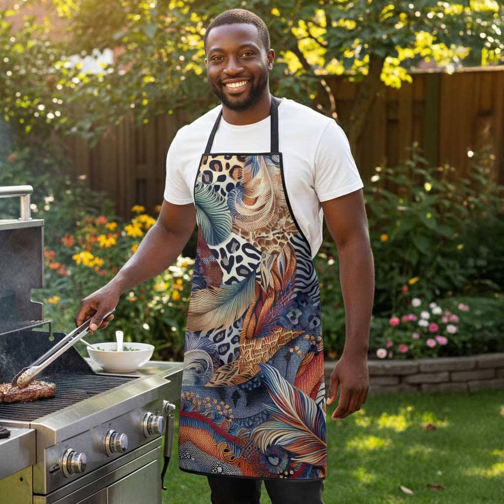African Wild Animal Skins Apron Unique Leopard Zebra And Snake Patterns