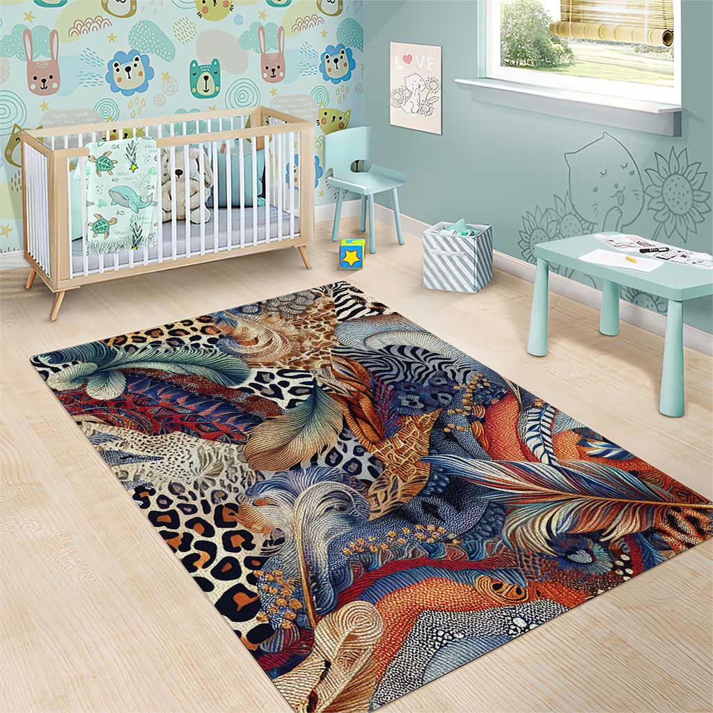 African Wild Animal Skins Area Rug Unique Leopard Zebra And Snake Patterns - African Pride