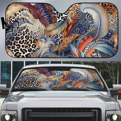 African Wild Animal Skins Auto Sun Shade Unique Leopard Zebra And Snake Patterns