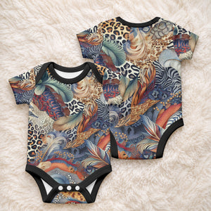 African Wild Animal Skins Baby Onesie Unique Leopard Zebra And Snake Patterns