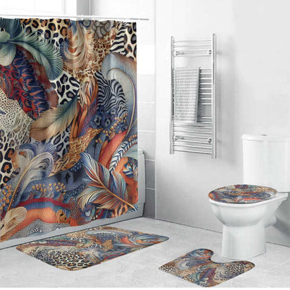 African Wild Animal Skins Bathroom Set Unique Leopard Zebra And Snake Patterns