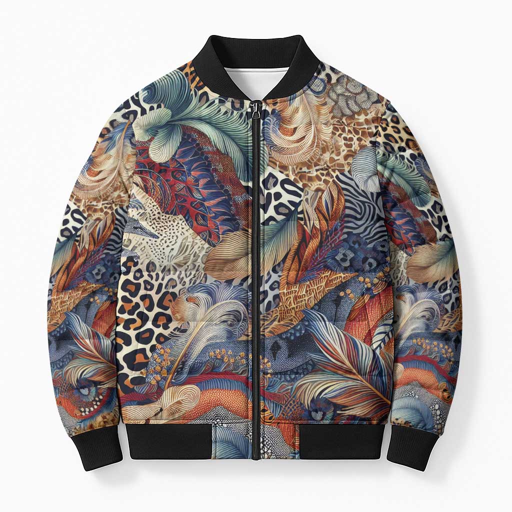 African Wild Animal Skins Bomber Puffer Jacket Unique Leopard Zebra And Snake Patterns