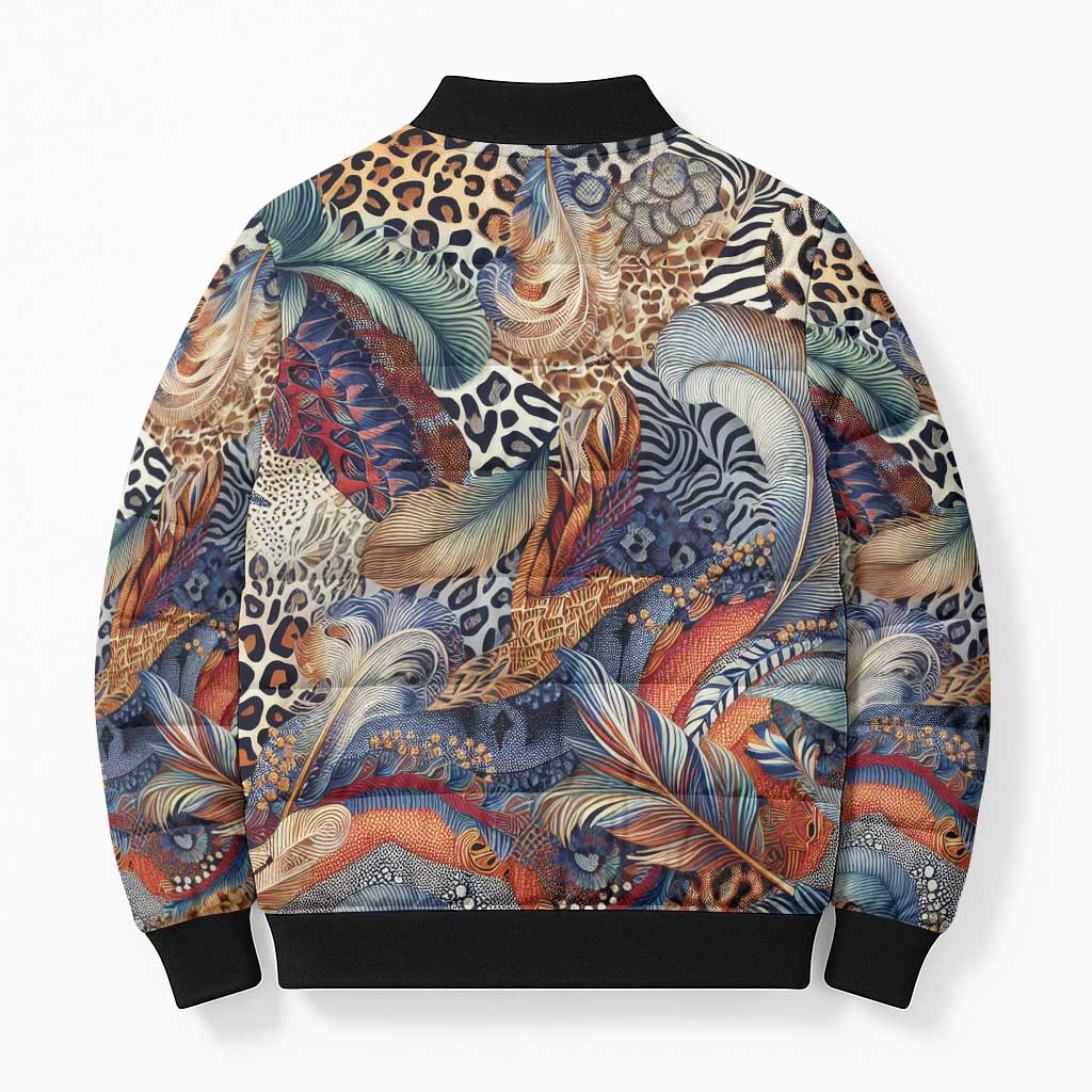 African Wild Animal Skins Bomber Puffer Jacket Unique Leopard Zebra And Snake Patterns