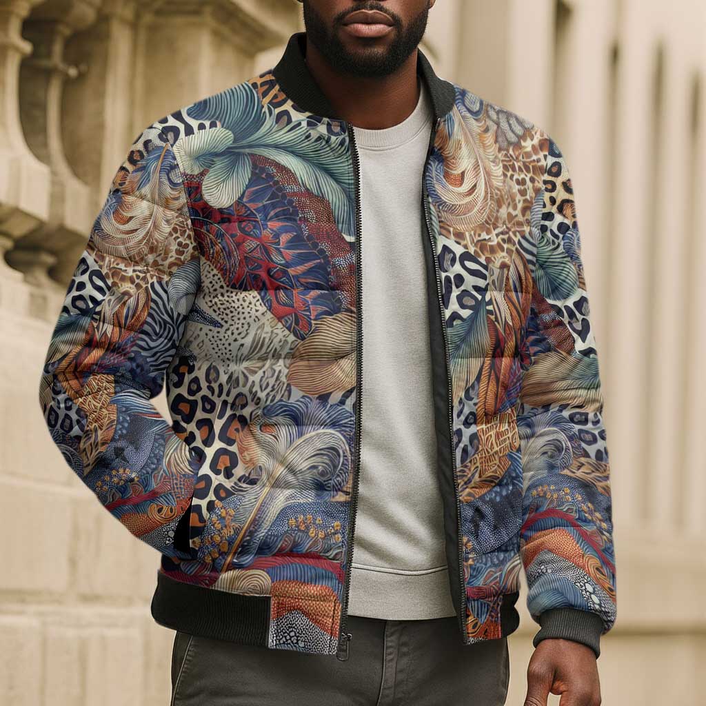 African Wild Animal Skins Bomber Puffer Jacket Unique Leopard Zebra And Snake Patterns
