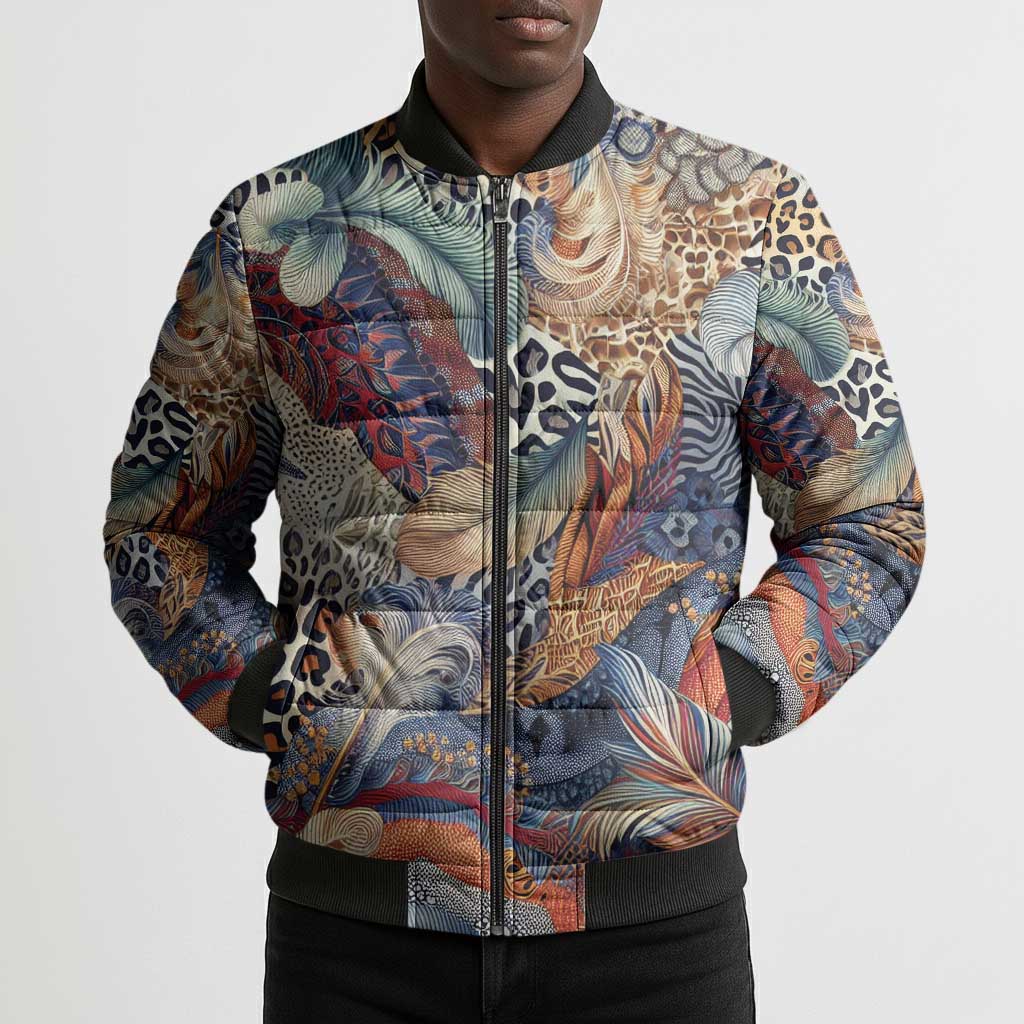 African Wild Animal Skins Bomber Puffer Jacket Unique Leopard Zebra And Snake Patterns