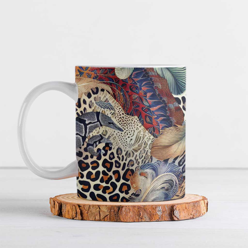 African Wild Animal Skins Ceramic Mug Unique Leopard Zebra And Snake Patterns