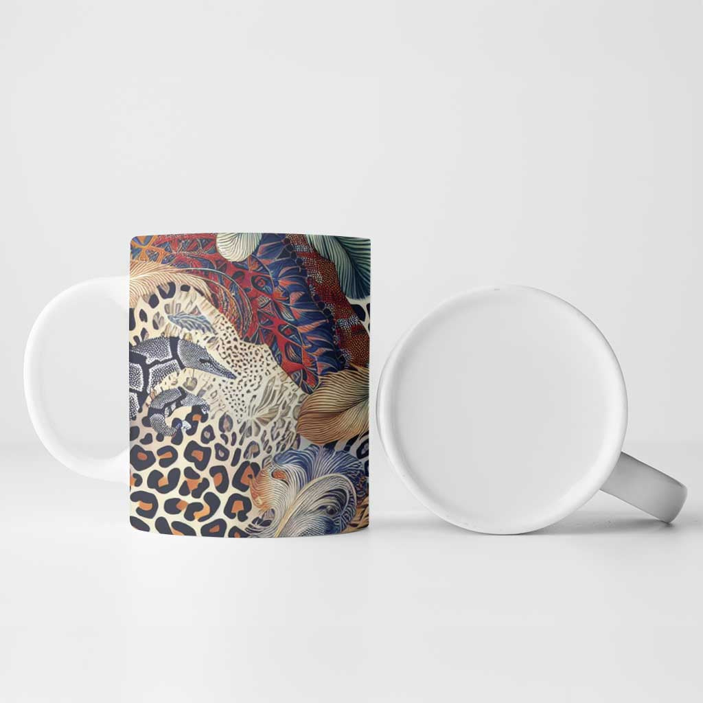 African Wild Animal Skins Ceramic Mug Unique Leopard Zebra And Snake Patterns