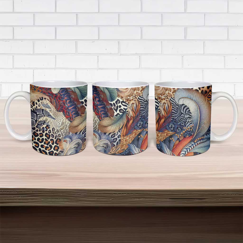 African Wild Animal Skins Ceramic Mug Unique Leopard Zebra And Snake Patterns