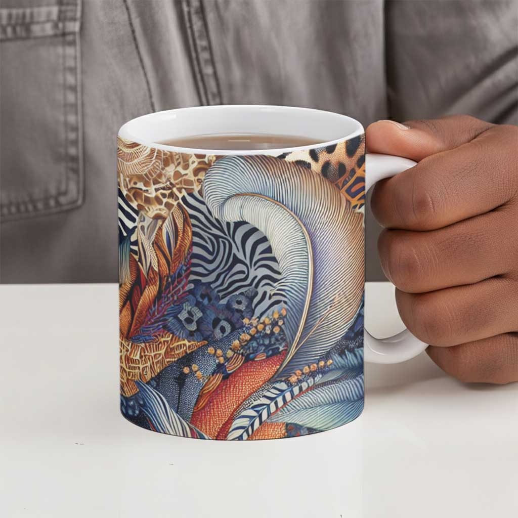 African Wild Animal Skins Ceramic Mug Unique Leopard Zebra And Snake Patterns