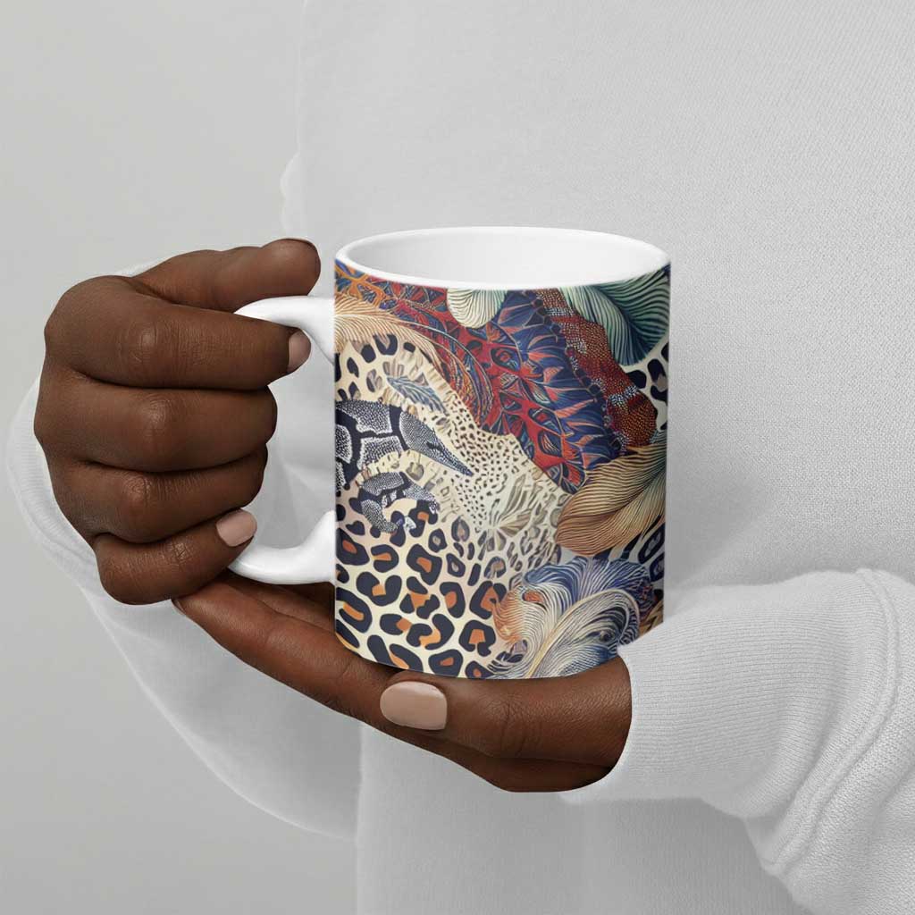 African Wild Animal Skins Ceramic Mug Unique Leopard Zebra And Snake Patterns