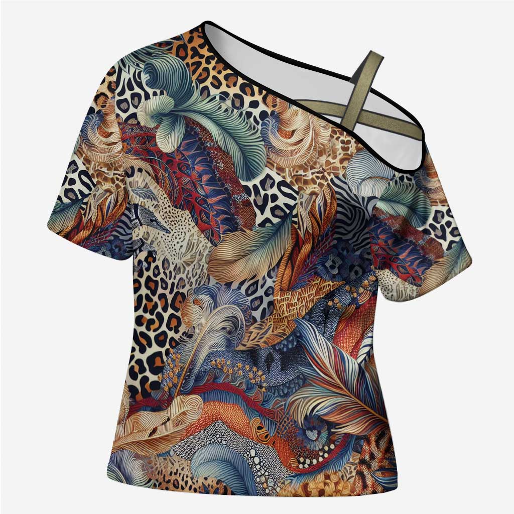 African Wild Animal Skins Cross Shoulder Shirt Unique Leopard Zebra And Snake Patterns