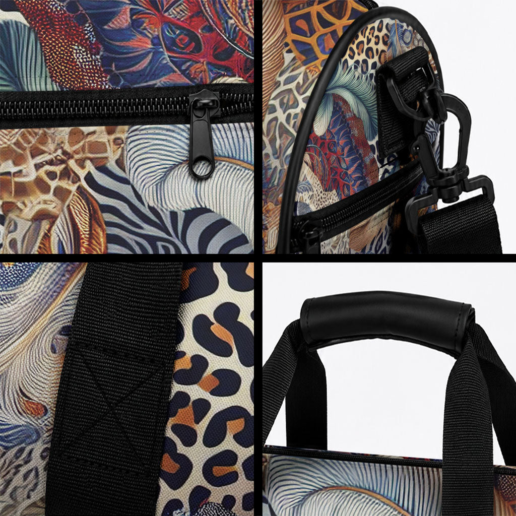 African Wild Animal Skins Duffle Bag Unique Leopard Zebra And Snake Patterns