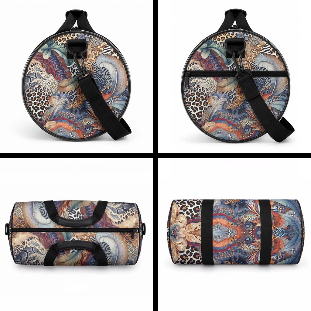 African Wild Animal Skins Duffle Bag Unique Leopard Zebra And Snake Patterns