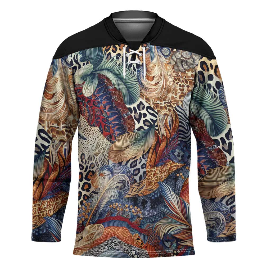 African Wild Animal Skins Hockey Jersey Unique Leopard Zebra And Snake Patterns