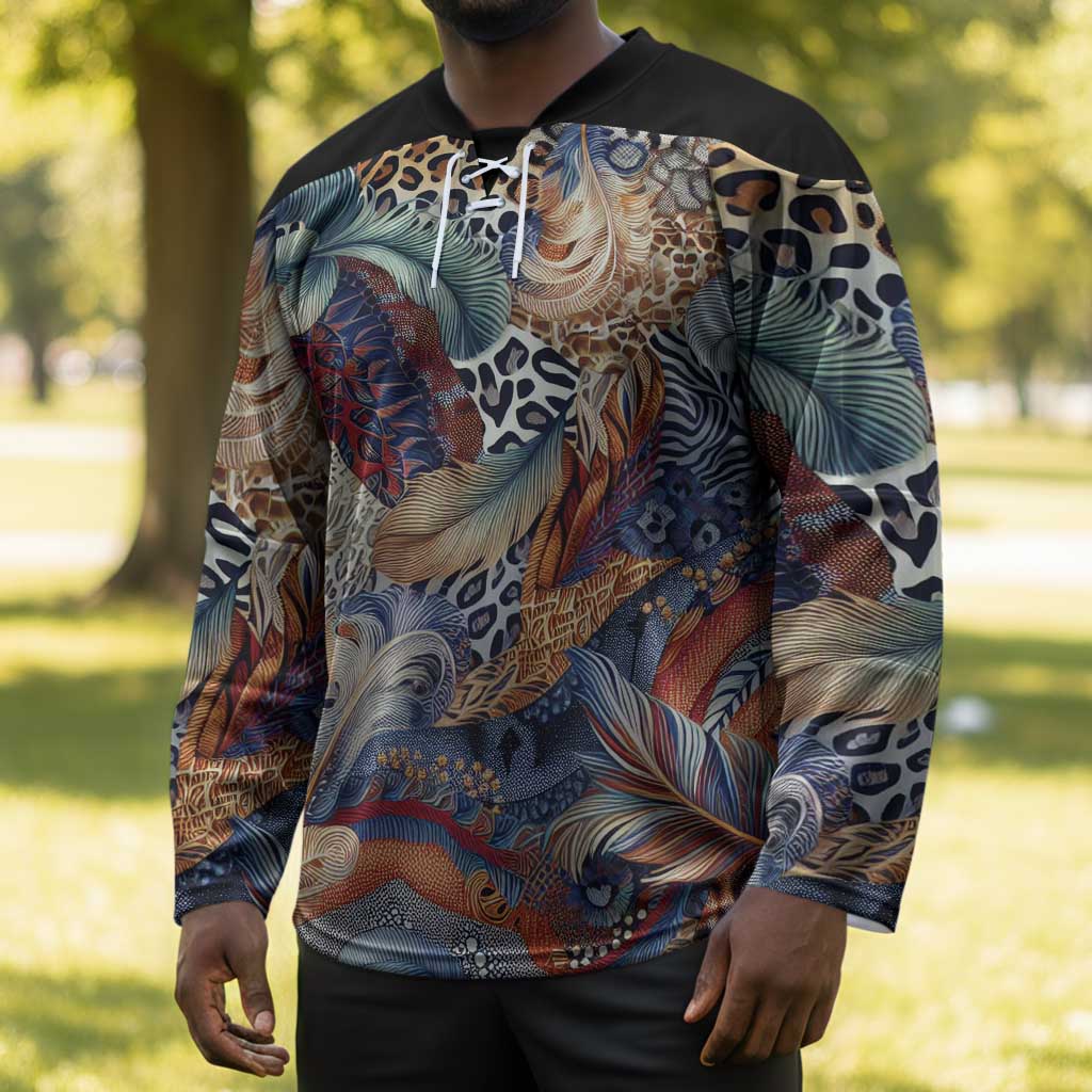African Wild Animal Skins Hockey Jersey Unique Leopard Zebra And Snake Patterns