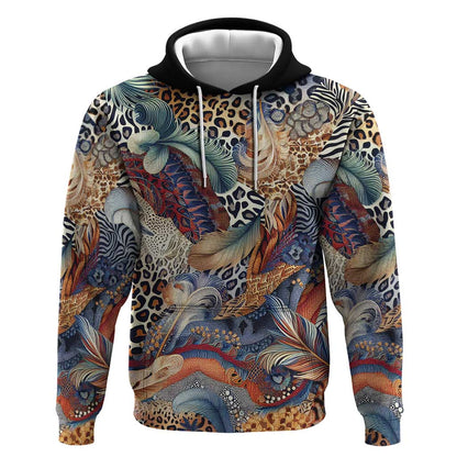 African Wild Animal Skins Hoodie Unique Leopard Zebra And Snake Patterns - African Pride