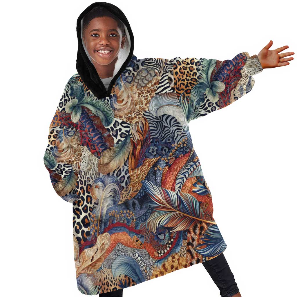 African Wild Animal Skins Kid Wearable Blanket Hoodie Unique Leopard Zebra And Snake Patterns - African Pride