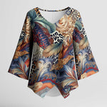 African Wild Animal Skins Kimono Sleeve Blouse Unique Leopard Zebra And Snake Patterns