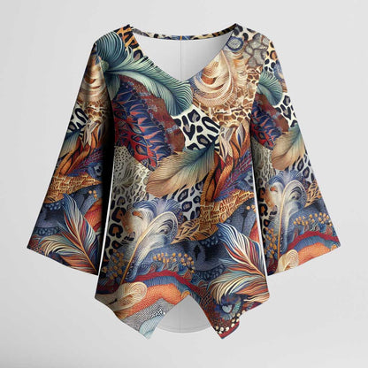 African Wild Animal Skins Kimono Sleeve Blouse Unique Leopard Zebra And Snake Patterns