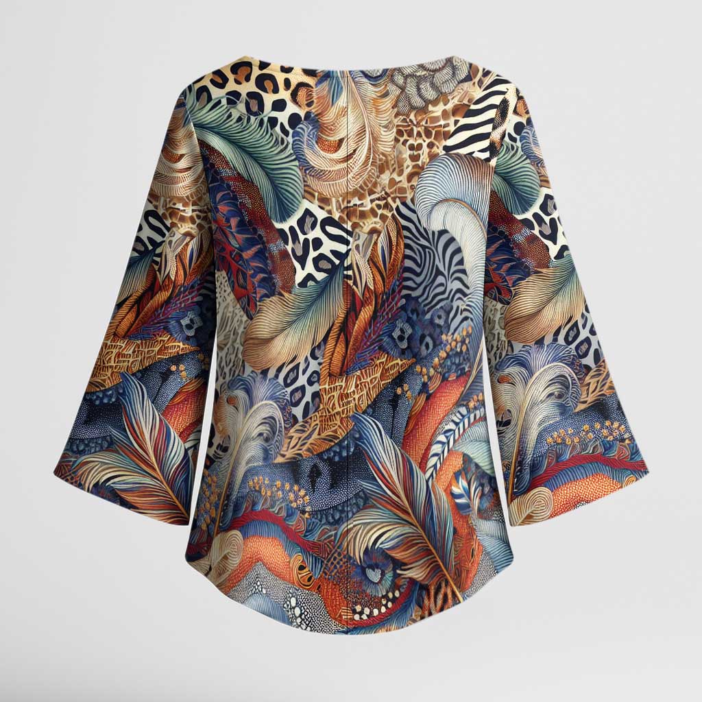 African Wild Animal Skins Kimono Sleeve Blouse Unique Leopard Zebra And Snake Patterns