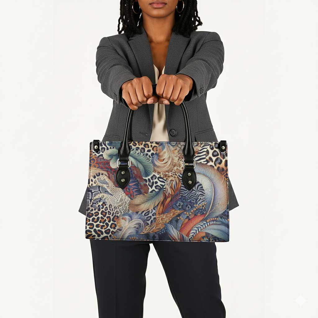 African Wild Animal Skins Leather Bag Unique Leopard Zebra And Snake Patterns