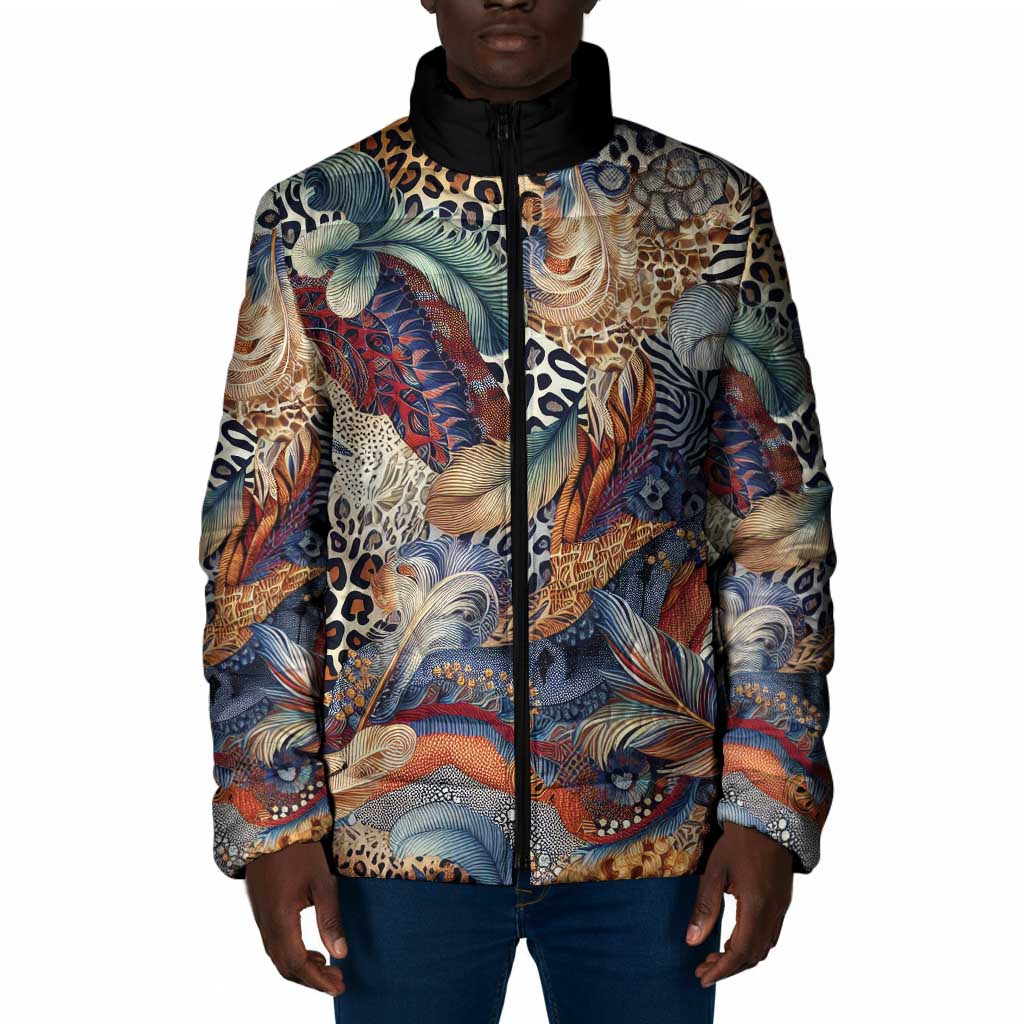 African Wild Animal Skins Padded Jacket Unique Leopard Zebra And Snake Patterns