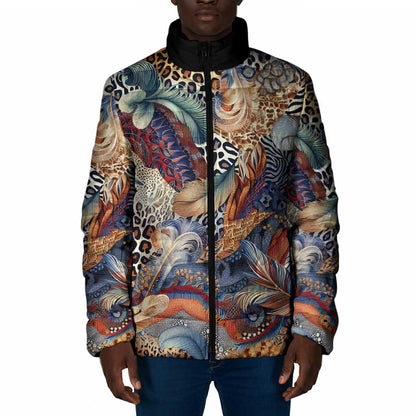 African Wild Animal Skins Padded Jacket Unique Leopard Zebra And Snake Patterns