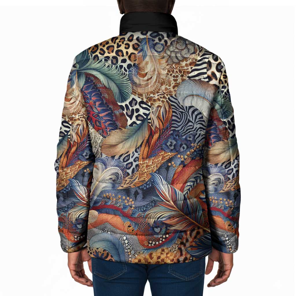 African Wild Animal Skins Padded Jacket Unique Leopard Zebra And Snake Patterns