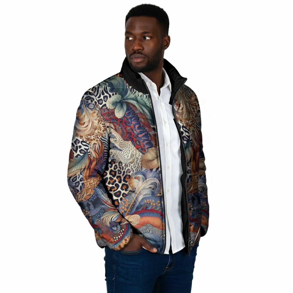 African Wild Animal Skins Padded Jacket Unique Leopard Zebra And Snake Patterns