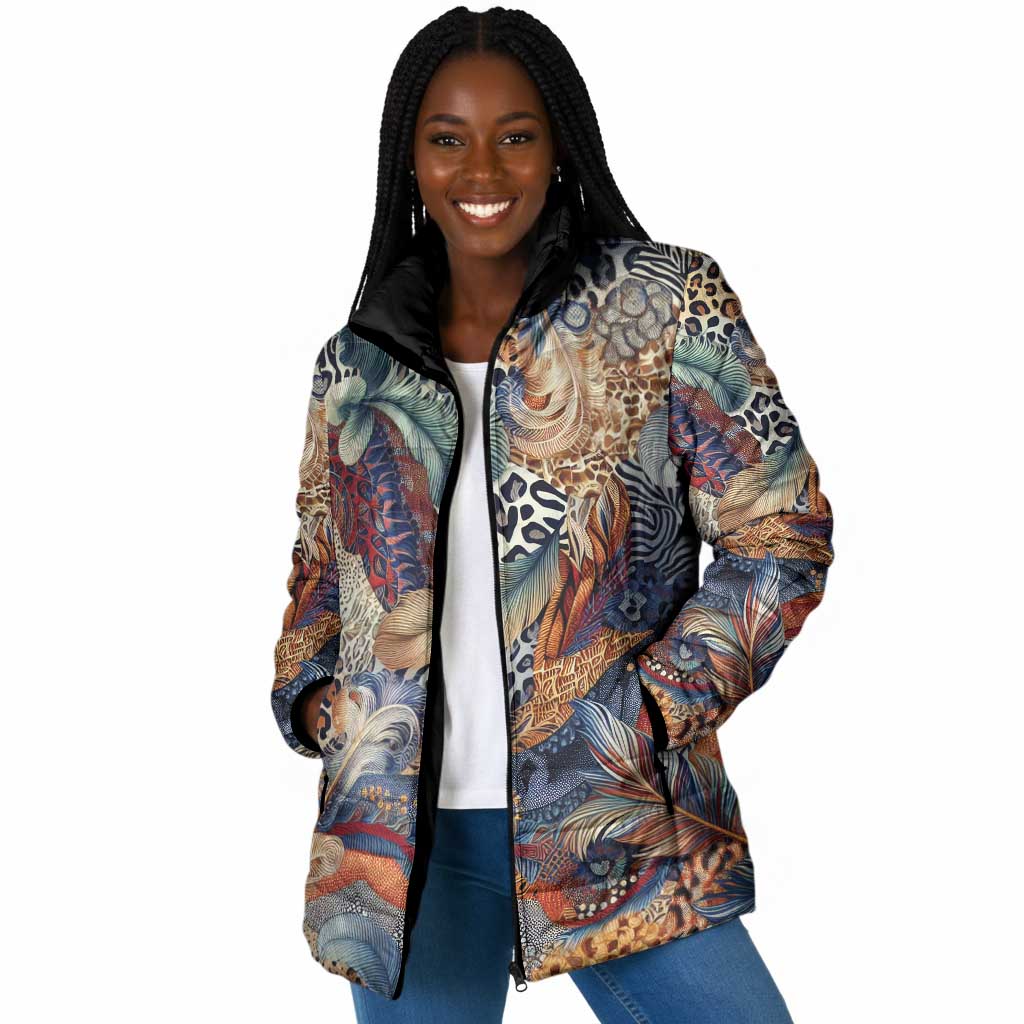 African Wild Animal Skins Padded Jacket Unique Leopard Zebra And Snake Patterns