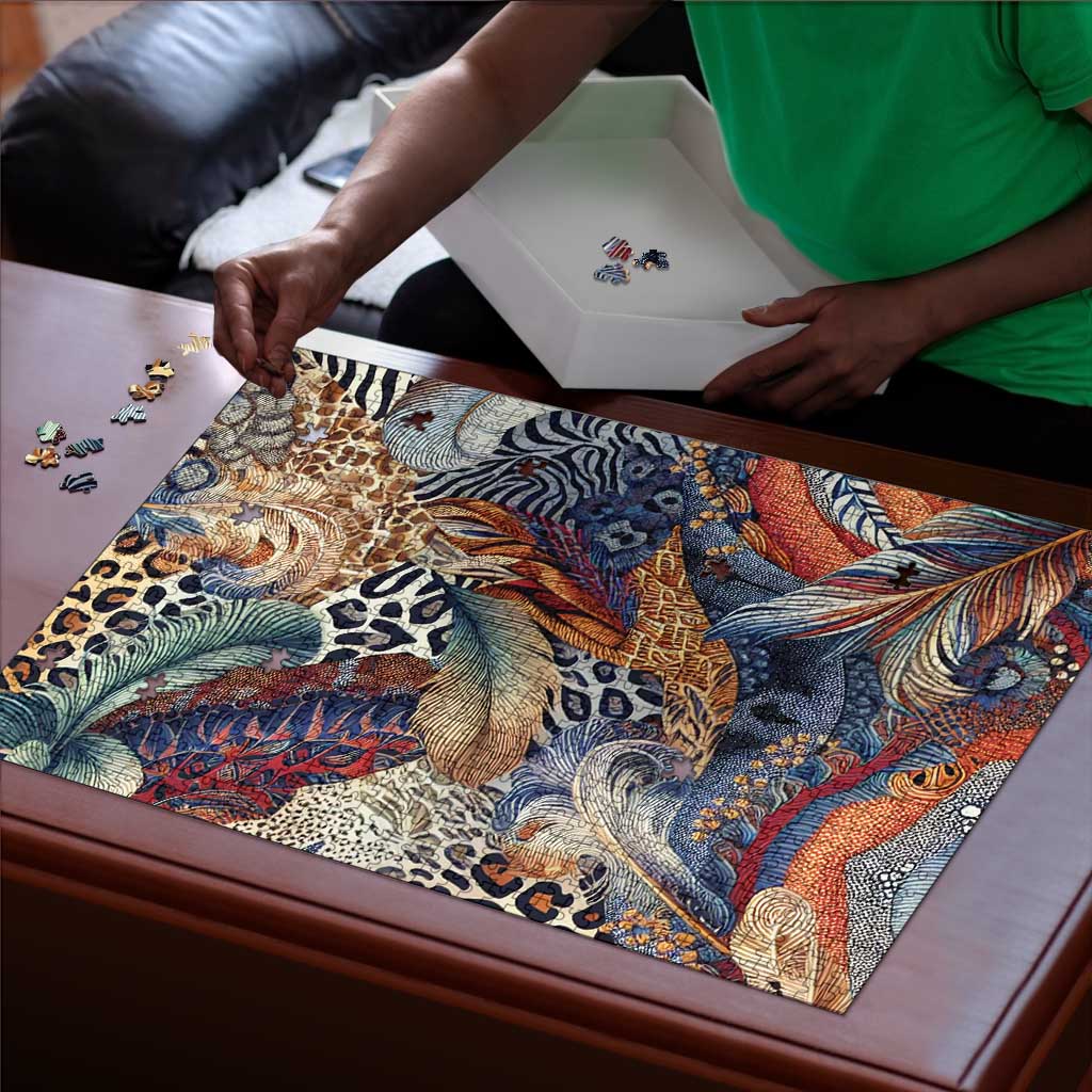African Wild Animal Skins Puzzle Unique Leopard Zebra And Snake Patterns